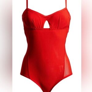We Are HAH Free People Under The Wire Bodysuit Blood Orange Small or Med left